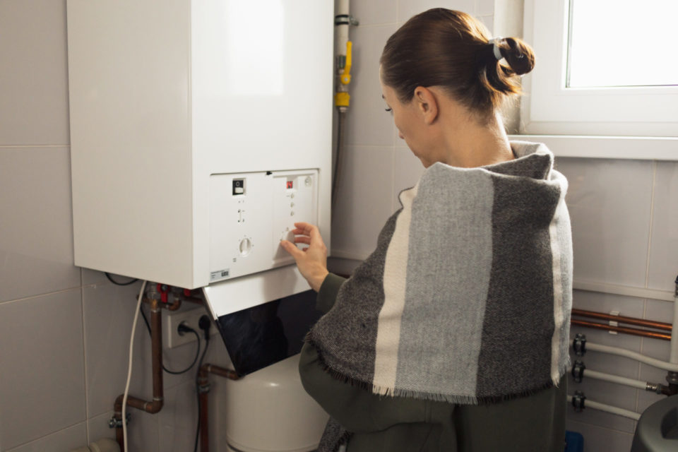 woman at boiler