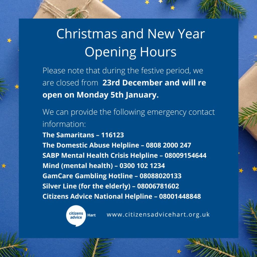 Dec Opening Hours